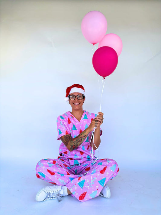 Pinkmas Cheer Scrub Set